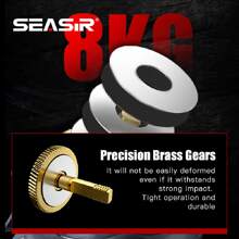 Seasir M800 鋼鑄齒輪磨齒釣魚捲線器 8kg最大拉力比例7.1：1高速齒輪比例,適用於淡水和鹽水釣魚 - 灰色 - 查看 5