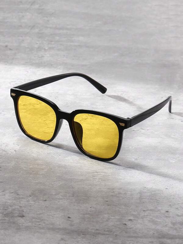 1 pieza Gafas de moda con marco cuadrado de estilo Y2K, para usar en la playa, el verano, uso diario y fotografía. Accesorios de gafas de sol casuales para look de calle y combinar con suéter, chaqueta, sudadera con capucha, pantalones y pantalones cargo para verano, vacaciones en la playa, al aire libre y viajes