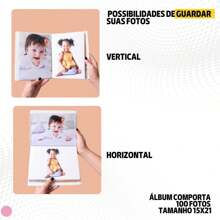 Álbum Fotográfico 15x21 para 100 Fotos CHUVA DE AMOR ROSA Bebê Infantil Nuvem Bençãos - Rosa Bebê - Visão 10
