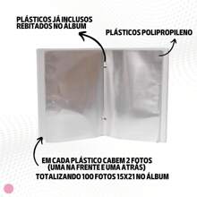 Álbum Fotográfico 15x21 para 100 Fotos CHUVA DE AMOR ROSA Bebê Infantil Nuvem Bençãos - Rosa Bebê - Visão 9