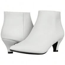 Women's Pointed Toe Ankle Boots Kitten Heel Short Boots Pointed Toe Stiletto Ankle Boots Low Heel Boots Short Low Heel Ankle Booties - 白色 - 查看 4