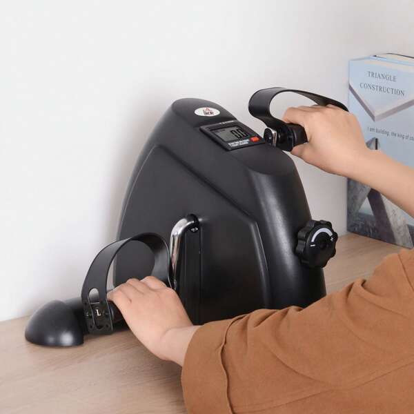 HOMCOM Minibicicleta Estática Pedalier Aparato de Ejercicios Brazos y Piernas Resistencia Ajustable Pantalla LCD 35x40x31cm