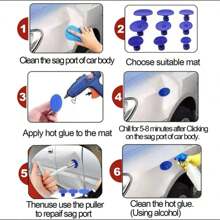 Herramienta Saca Golpes y Abolladuras Para automóvil, 19 Piezas y pegamento - Azul - Ver 3