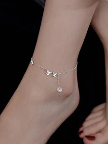 1 Pièce Charmant Cheville En Imitation Papillon En Argent Sterling S925 Avec Zircone Cubique Pour Rendez-vous, Fête Et Cadeau De Festival