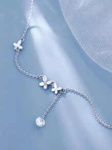 1 Pièce Charmant Cheville En Imitation Papillon En Argent Sterling S925 Avec Zircone Cubique Pour Rendez-vous, Fête Et Cadeau De Festival