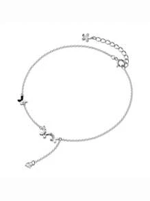 1 Pièce Charmant Cheville En Imitation Papillon En Argent Sterling S925 Avec Zircone Cubique Pour Rendez-vous, Fête Et Cadeau De Festival