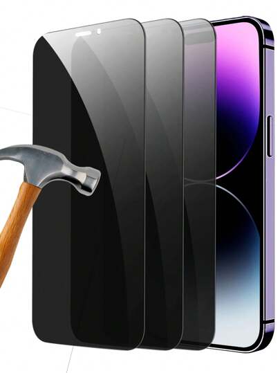 3pcs Privacy Screen Protector Compatible With IPhone 17/14/15/16/16 Pro Max, Full Screen Anti-Spy Tempered Glass Film, Anti-Peeping, Bubble-Free, Compatible With Phone Cases