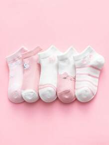 5雙動物卡通網眼中筒襪,適用於兒童 - 彩色 - 查看 1