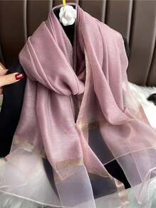 1入情人節女款米色圍巾，春季保暖頸巾，適合日常穿著，優雅的頭巾時尚髮箍 - 米色 - 查看 13