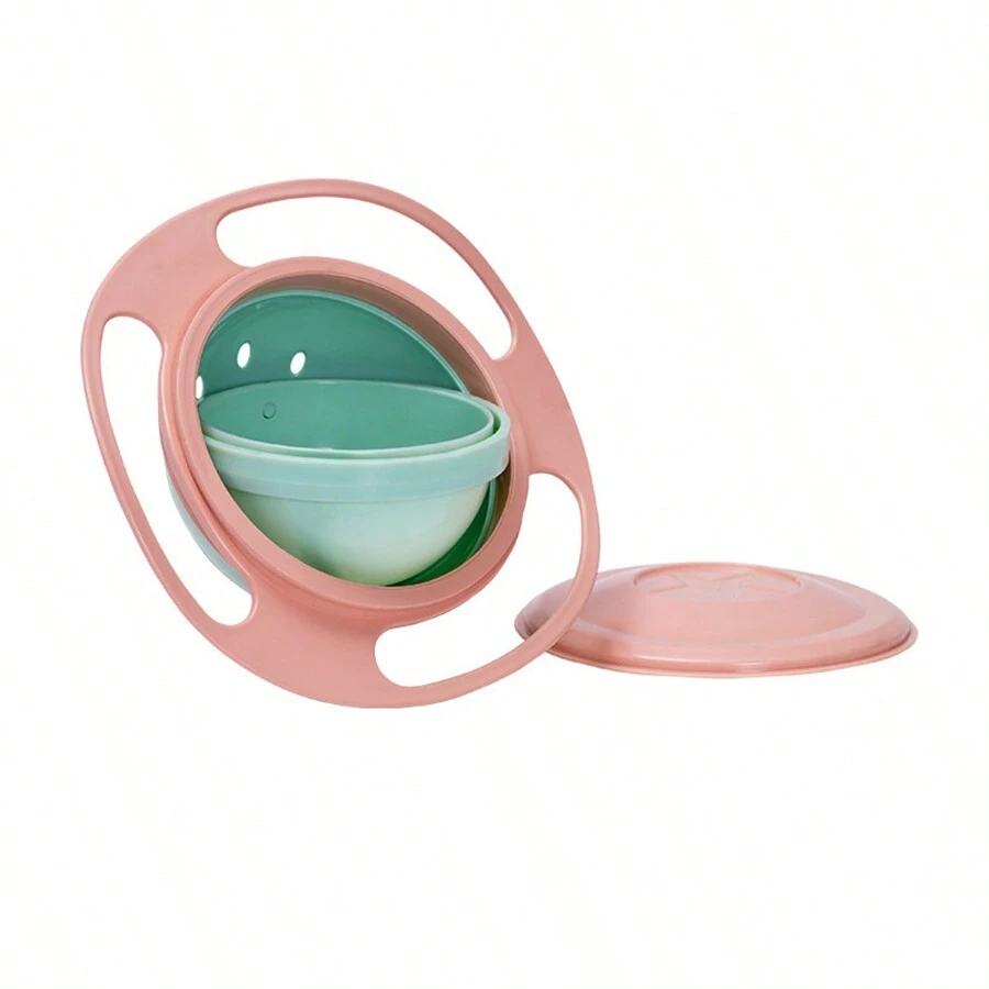 1pc Baby Fun Gyroscopic Bowl 360 Degree Rotation Anti-Spill Bowl Children Balance Bowl - Pink - View 1