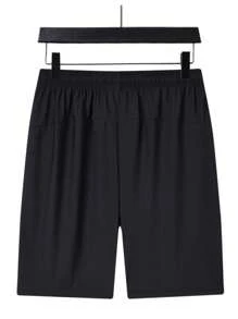 Men's High Elasticity Ice Silk Sport Shorts For Summer - Black - View 2