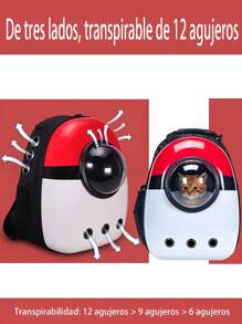 1 Bolsa Espacial Para Mascotas, Mochila Para Exteriores - Rojo - Ver 5