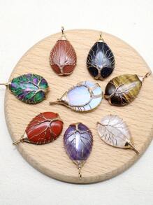 1PC Tree Of Life Crystals Necklace Pendant Water Drop Natural Stone Wire Wrap Rose Amethysts Quartz Crystal Tiger Eye Necklace Pendant