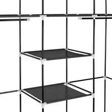 69" Portable Clothes Closet Non-Woven Fabric Wardrobe Double Rod Storage Organizer - Black - View 8