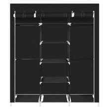 69" Portable Clothes Closet Non-Woven Fabric Wardrobe Double Rod Storage Organizer - Black - View 1