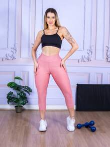 LLEVO Women Sports Leggings - 淺粉色 - 查看 4