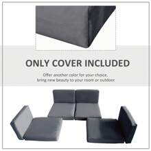 Outsunny  Replacement Cushion Cover Garden Rattan Patio Furniture Seat Cover Polyester Outdoor- No Cushion Included - Dark Grey - View 5