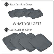 Outsunny  Replacement Cushion Cover Garden Rattan Patio Furniture Seat Cover Polyester Outdoor- No Cushion Included - Dark Grey - View 2