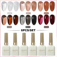 XEIJAYI 6Pcs 15ML Gel Nail Polish Set, Popular Color Gel Varnish Kit, Soak Off UV/LED Gel Polish, For Home Salon Nail Art Christmas DIY - 彩色 - 查看 2