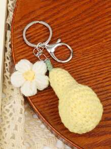 1 pieza Lindo llavero de frutas de ganchillo para mujeres, llavero de cerezas, fresa y aguacate trenzado, accesorios para bolso (Nota: el color del broche de metal puede variar entre dorado y plateado). Útiles escolares de ganchillo, regalos para maestros, accesorios para vuelta al colegio. - Multicolor - Ver 9