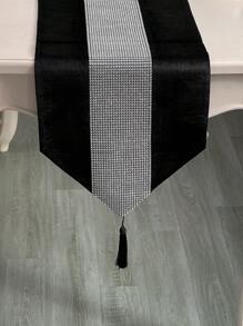 1 pièce Chemin de table en velours simple de style moderne avec diamant brillant pour la décoration de table à manger, fête de festival à la maison