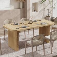 Tribesigns 62.99'' L X 31.5'' W Rectangular Dining Table With Engineered Wood Tabletop, Natural - 自然的 - 查看 3