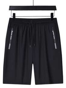 Men's High Elasticity Ice Silk Sport Shorts For Summer - Black - View 1