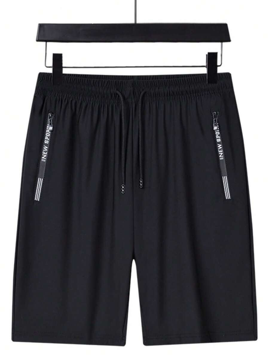 Men's High Elasticity Ice Silk Sport Shorts For Summer - Black - View 1