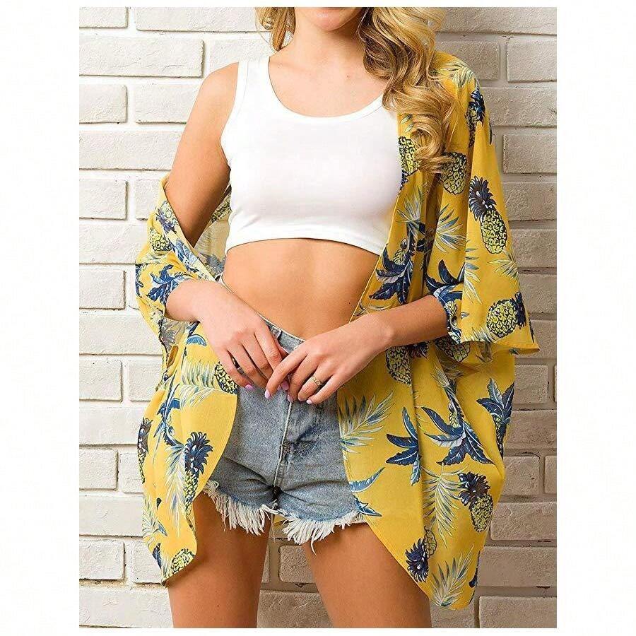 Haute Edition Women's Lightweight Summer Kimono Cover Up Cardigans - 黃色 - 查看 1