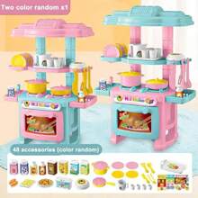 cocina de juguete con 48 piezas linda cocina de juguete con accesorios y productos de supermercado - Multicolor - Ver 5
