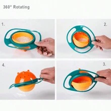 1pc Baby Fun Gyroscopic Bowl 360 Degree Rotation Anti-Spill Bowl Children Balance Bowl - Pink - View 3