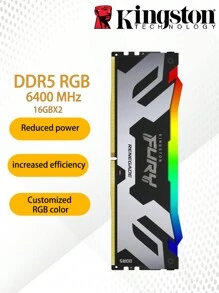 KINGSTON Kingston Fury Renegade DDR5 Memory RGB RAMs  6400MHZ 16GX2 LGA 1700 CPU XMP 3.0 AMD Gaming Mainboard RAM 16GBX2