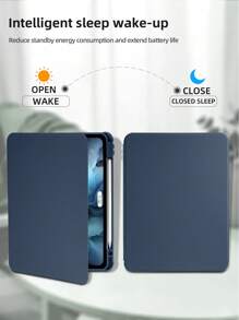 一款深藍色亞克力折疊式書本設計保護殼，具備360度旋轉支架功能，Sleep/Wake功能，與iPad Mini1/2/3/Mini4/Mini5/Mini6/9.7/10.2/10.5/Air4/Air5/10th/10.9/Pro11/Air11(M2)/Air13(M2)/Pro11(M4)/Pro11(M4)2024 12.9英寸相容 - 寶藍色 - 查看 5