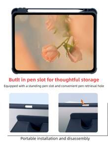 一款深藍色亞克力折疊式書本設計保護殼，具備360度旋轉支架功能，Sleep/Wake功能，與iPad Mini1/2/3/Mini4/Mini5/Mini6/9.7/10.2/10.5/Air4/Air5/10th/10.9/Pro11/Air11(M2)/Air13(M2)/Pro11(M4)/Pro11(M4)2024 12.9英寸相容 - 寶藍色 - 查看 9