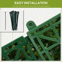 Outsunny 12PCS Artificial Boxwood Wall Panels 50cm X 50cm Grass Privacy Fence Screen Faux Hedge Greenery Backdrop Encrypted Milan Grass With White Flowers For Home Garden Backyard Balcony