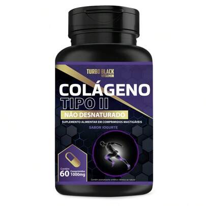 Colágeno Tipo 2 Não Desnaturado Turbo Black Vitamin 60 Comprimidos 1000mg