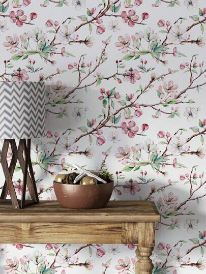 Roll Of Retro Thickened Painted Peach Blossoms, Blossom Branches, Groen Leaves, Home ation, Kitchen Cabinets, Tables, Chairs, Room Backgrounds, Renovation, DIY, Waterproof, Stain Resistant, Easy To Clean, Self Adhesive, Peel Paste Wallpaper, Wand Stickers, Stickers Bathroom Bedroom ation Stuff Living Ho Art Paper view 7