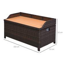 Outsunny PE Rattan Outdoor Storage Benches, Aluminium Garden Bench With Storage Underneath W/ Zippered Inner Lining, Rods For Deck, Patio - Brown - View 8