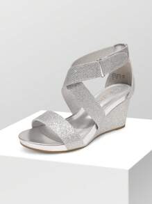 Women's Adjustable Ankle Strap Open Toe Platform Wedge Sandals Work Wedding Party Pumps - Bạc - Xem 2