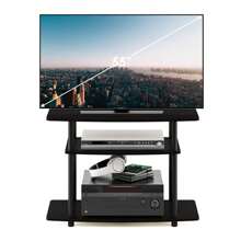 Turn-N-Tube No Tools 3-Tier TV Stand Tall Entertainment Center TV Mount For Bedroom, Living Room, Office, Meeting Room, Espresso/Black - 黑色 - 查看 2
