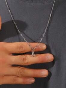 1 Miếng Đúng mốt & Đơn giản & Cá nhân hóa Thép không gỉ 26 Vòng cổ mặt dây chuyền , Lý tưởng Qủa tặng Đến Bạn học & Bạn - Bạc - Xem 3