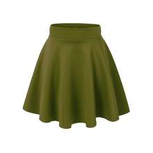 Women's Basic Versatile Stretchy Flared Casual High Waist Mini Skater Skirt - Màu tím hoa cà - Xem 8