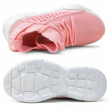 Kids High Top Trainers Boys Fashion Sports Shoes Grils Lightweight Breathable Footwear Comfortable Childrens Casual Sneakers - 粉色 - 查看 3