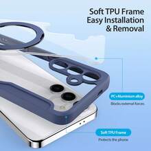 1入組dux Ducis藍色翻蓋連支架手機殼,適用於三星s24 Ultra、三星s24 Plus、三星s24,具備抗刮、防塵、防油、防震全面保護功能,採用pu皮革材料,具配備rfid信用卡阻擋卡槽,便於日常使用的翻蓋錢包式手機殼 - 藍色 - 查看 9