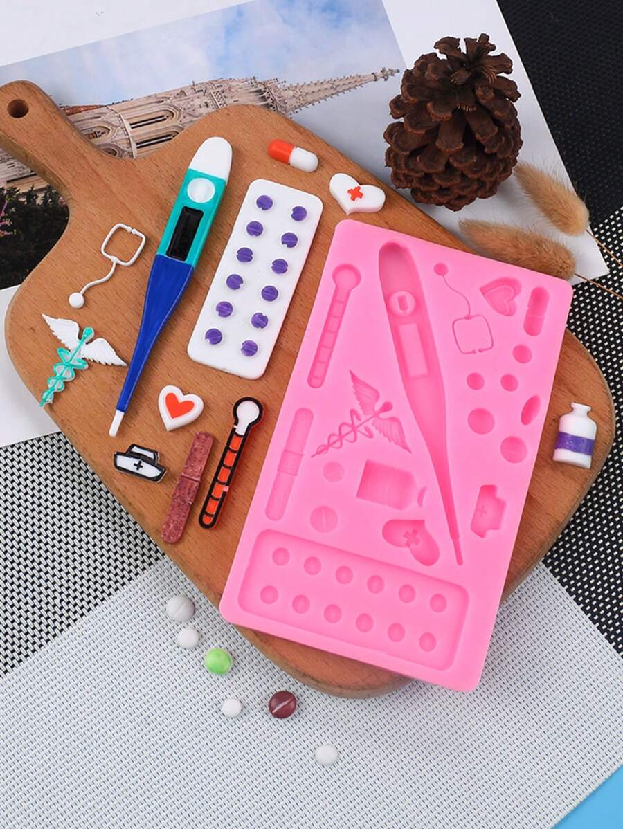 1pc Medical Device Tablet Silicone Mold - Pink - View 1