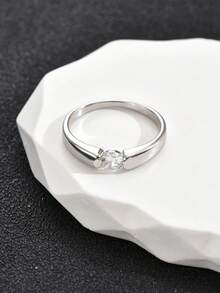 1只銀戒指,男女皆宜,環狀婚禮訂婚禮品珠寶 - 銀色 - 查看 2
