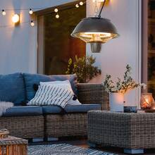 Outsunny 600W Electric Heater Ceiling Hanging Halogen Light With Adjustable Hook Chain Black Aluminium Frame - Black - View 1