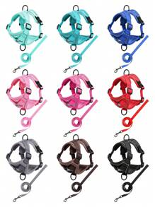 1 Set Arnés Para Pecho Y Espalda Para Mascotas, Arnés Para Gatos Y Perros De Estilo Chaleco Reflectante Y Transpirable Con Correa Adecuado Para Mascotas Pequeñas Y Medianas, Ideal Para Actividades Al Aire Libre - Azul - Ver 12