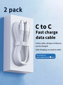 KOOLIFE 2pcs/Set Fast Charging Data Cable/Braided Cable 3A C-C Data Cable Compatible With 20W/27W/30W Fast Charging Adapter, Compatible With Apple/Android Smartphones Including 15/OPPO///, And Compatible With Tablets/IPad/IPad Pro/Mini/Air With USB-C Port