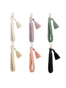 Hand Woven Tassel Keychain Keyrings Lanyard Braided Key Fob Strap Lobster Claw Bohemian Bracelet Gift Wrist Strap Bag Pendant Accessories Key Lanyard